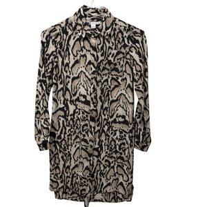 Diane von Furstenberg DVF Prita Silk Leopard Print Shirt Dress - Size 0